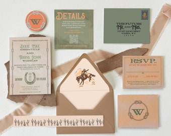 Physical Item - Printed Western Texas Cowboy Wedding Invitations Pack of 25