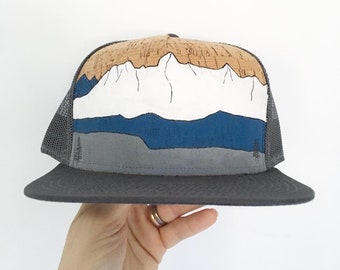 Hand Painted Mountains Cork Trucker Hat: Fernie Alpine Resort