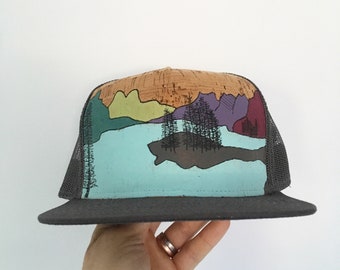 Hand Painted Mountains Cork Trucker Hat: Spirit Island