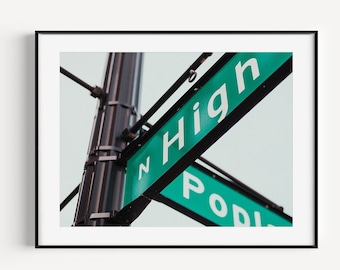 High Street Sign, Unique Columbus Art, Large Print, Columbus artist, City Views, Downtown Columbus, Gift, Ohio State, Housewarming, Dorm Art