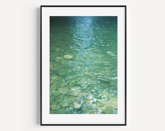 River Water Photography, Green Wall Art, Blue Nature Prints, Posters and prints, Neutral Nature Wall Art, Relaxing Office, Blue, Green