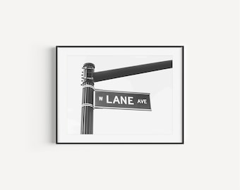 Lane ave street sign, black and white, handmade, ohio stadium, OSU graduation gifts, ohio state dad gift, minimal, city, college, office,him