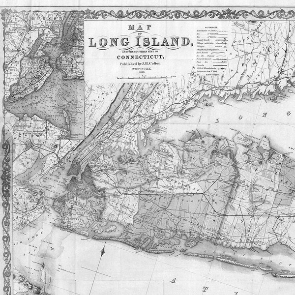 Long Island Gift Map, Long Island Map, Map of Long Island, Long Island NY, Long  Island Decor, Old Map, Vintage Map of Long Island, Map Art