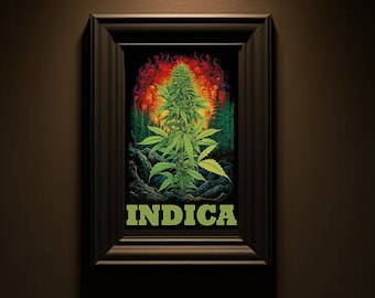 Indica Speakeasy Marijuana poster Cannabis artwork Dispensary Supplies Mary jane Hippie Fine Art Stoner Decor gift ideas weed poster