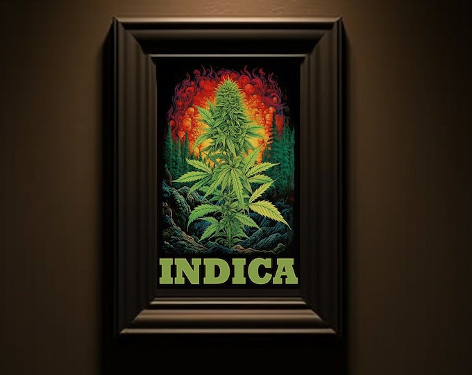 Indica Speakeasy Marijuana poster Cannabis artwork Dispensary Supplies Mary jane Hippie Fine Art Stoner Decor gift ideas weed poster