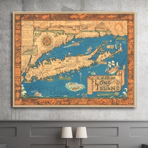 Historic Map - A Vintage Map of Long Island by Courtland Smith, Rustic Wall Art, Long Island Map Gift Reproduction Poster, Vintage Wall Art