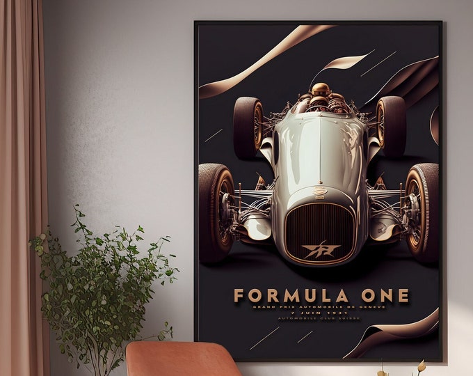 1931 Grand Prix Vintage Poster, Race Car Wall Art Print, Race Fan Gift, Executive Office decor, Grand Prix de Suisse Motor Racing Wall Decor