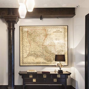 Antieke kaart Louisiana 1886 historische oude kaart van Louisiana restauratie decor stijl muur kaart Louisiana vintage kaart woondecoratie cool cadeau-idee