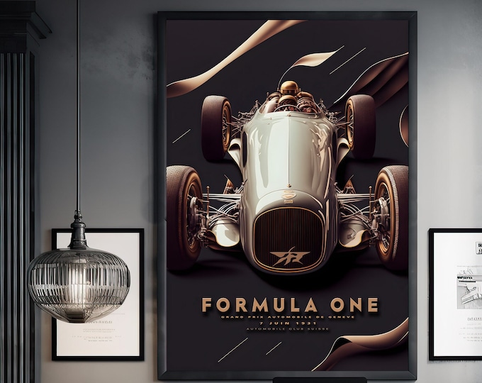 1931 Formula 1 Vintage Poster, Race Car Wall Art Print, Race Fan Gift, Executive Office decor, Grand Prix de Suisse Motor Racing Wall Decor