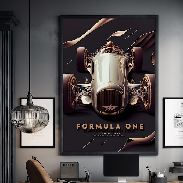 1931 Formula 1 Vintage Poster, Race Car Wall Art Print, Race Fan Gift, Executive Office decor, Grand Prix de Suisse Motor Racing Wall Decor