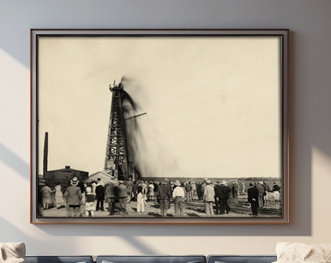 Vintage oil well photo, Oil derrick Print, oil industry art, sepia tone drilling oil rig photo old Photograph Petroleum Engineer gift idea