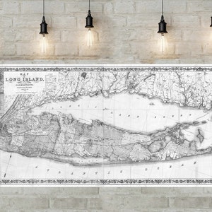 Print of Vintage Long Island Map, Antique Nautical Line Chart Blueprint of New York, long island wall art, gift map of long island