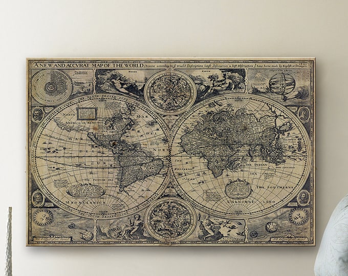 Historic Old World Map vintage map 1626 Old Antique Restoration Style Map Fine Art Print world map Wall art Home Decor Housewarming gift