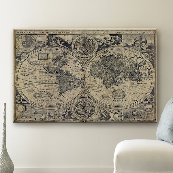 Historic Old World Map vintage map 1626 Old Antique Restoration Style Map Fine Art Print world map Wall art Home Decor Housewarming gift