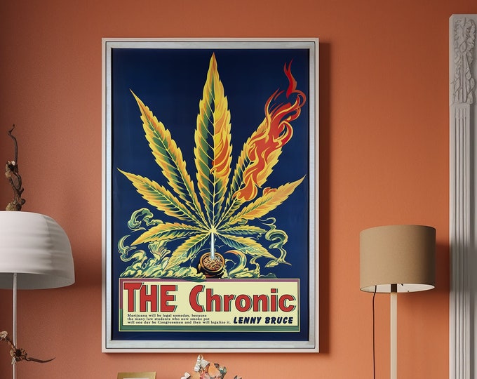 Vintage 1950's Cannabis Decor Dispensary Shop Supply - Marijuana Poster with Lenny Bruce Quote - Fine Art Pot Print - Stoner gift ideas