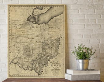 Old map of Ohio - Fine reproduction Ohio map - Vintage Style Ohio Wall map