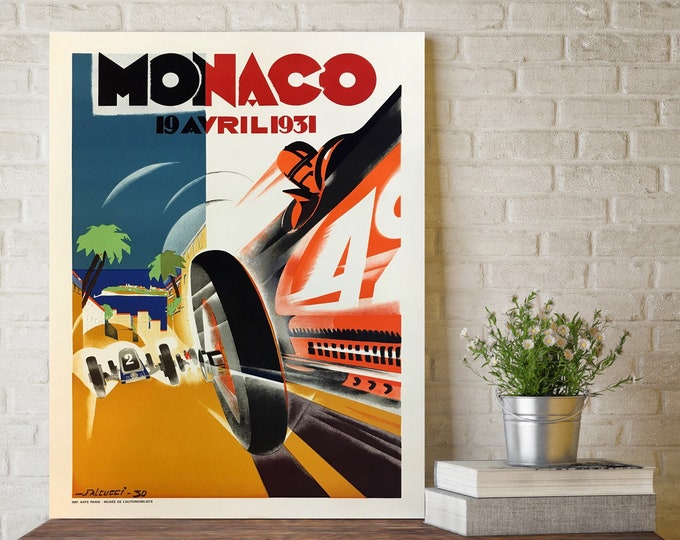 1931 Monaco Grand Prix Poster, Race Fan Gift, Fine Art Print, Formula 1 racing poster print, Wall Decor Car lover Garage art