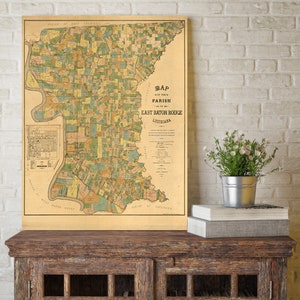 Baton Rouge map print poster  1895 Map of baton rouge  Louisiana home decor  wedding or graduation gift idea