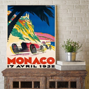 1932 Monaco Grand Prix Poster, Race Fan Gift, Fine Art Print, Formula 1 racing poster print, Wall Decor