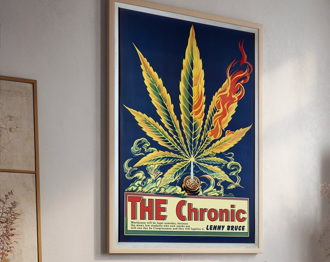 Marihuana Poster Vintage 1950's Pot Leaf Poster Print Cannabis Decor Dispensary Smoke Shop Supplies Stoner gift ideas marijuana enthusiast