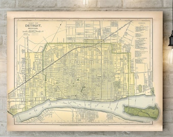 Vintage Detroit Map Map of Detroit Vintage Map of Detroit Michigan Map Detroit Michigan Antique Detroit Map Detroit Street Map Detroit City