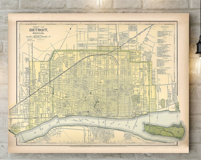 Vintage Detroit Map Map of Detroit Vintage Map of Detroit Michigan Map Detroit Michigan Antique Detroit Map Detroit Street Map Detroit City