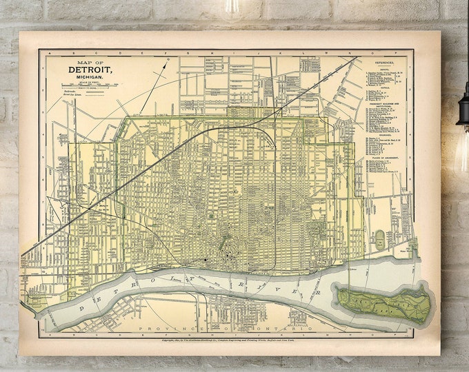 Vintage Detroit Map Map of Detroit Vintage Map of Detroit Michigan Map Detroit Michigan Antique Detroit Map Detroit Street Map Detroit City