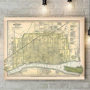 Vintage Detroit Map Map of Detroit Vintage Map of Detroit Michigan Map Detroit Michigan Antique Detroit Map Detroit Street Map Detroit City