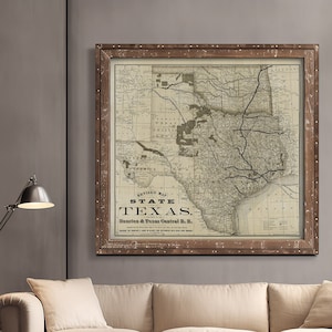Alte Karte von Texas 1876 Vintage Historische Karte Antike Karte Dekor Stil Karte Texas Zustand Karte Texas Karte Texas Wandkunst Einweihungsparty Geschenk