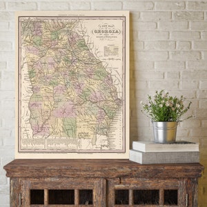 1833, Georgia, Karte Kunstdruck, Landkarte von Georgia, Karte von Georgia, Atlanta