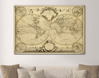 Antique World Map Print 1720: Historic Wall Art Decor