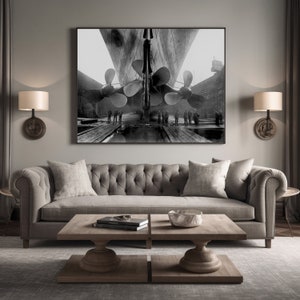 Titanic Photo industrial wall art Steampunk Photo RMS old Titanic Propeller Poster Black & White Ship Steamship Vintage Titanic  art print