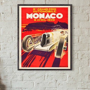 1930 Monaco Grand Prix Poster  Race Fan Gift, race car Fine Art Print  Formula 1 racing poster print, Wall Decor Garage decor gift for him