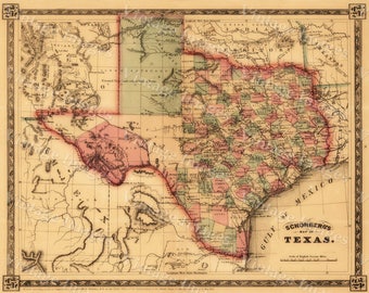 Texas Map Art Etsy