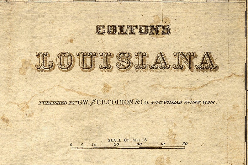 Vintage Louisiana Map Colton's 1886 Old Louisiana Map Historic Map Antique  Restoration Style Map Wall Map Home Decor housewarming Gift Idea