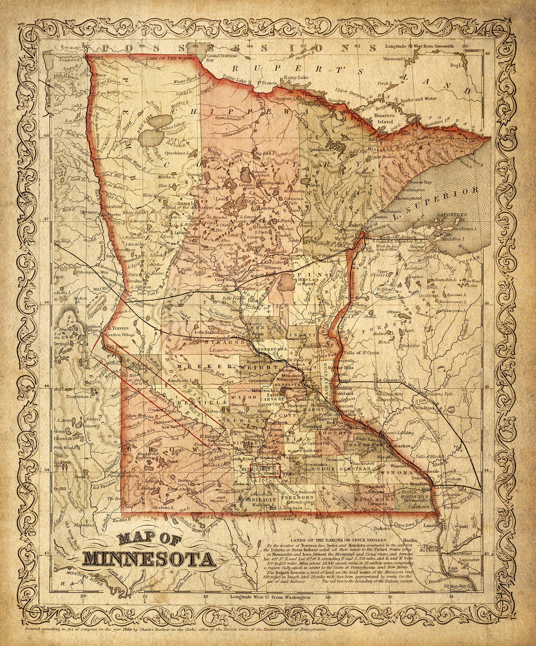 The first printed map of Saint Paul Minnesota - Rare & Antique Maps