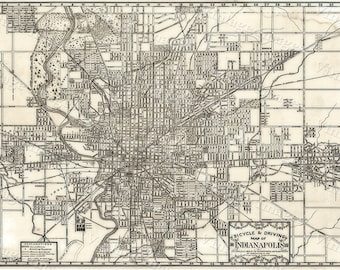 Indianapolis Bicycle Map Large 1899 Vintage Historic Indianapolis Map Restoration decor old Style wall Map Indiana Fine art Print Poster