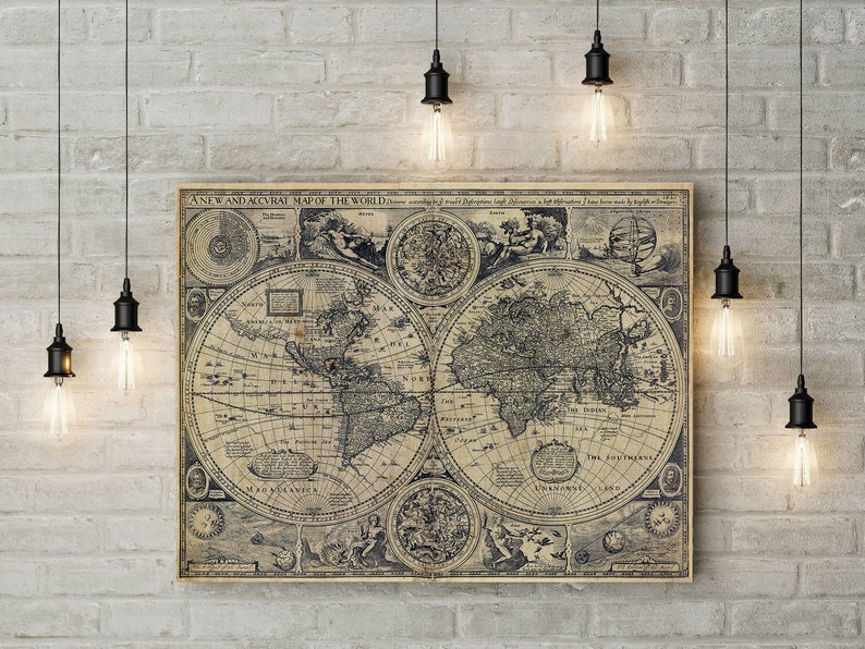 Huge Historic 1626 Old World Map Antique Restoration decor Style Fine Art poster Print Wall Decor image 5