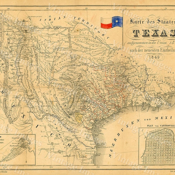 Texas Map 1849 Map of Texas TEXAS Old Map of Texas Vintage Map Restoration Style Texas Wall art Map Of Texas Wall Decor housewarming gift