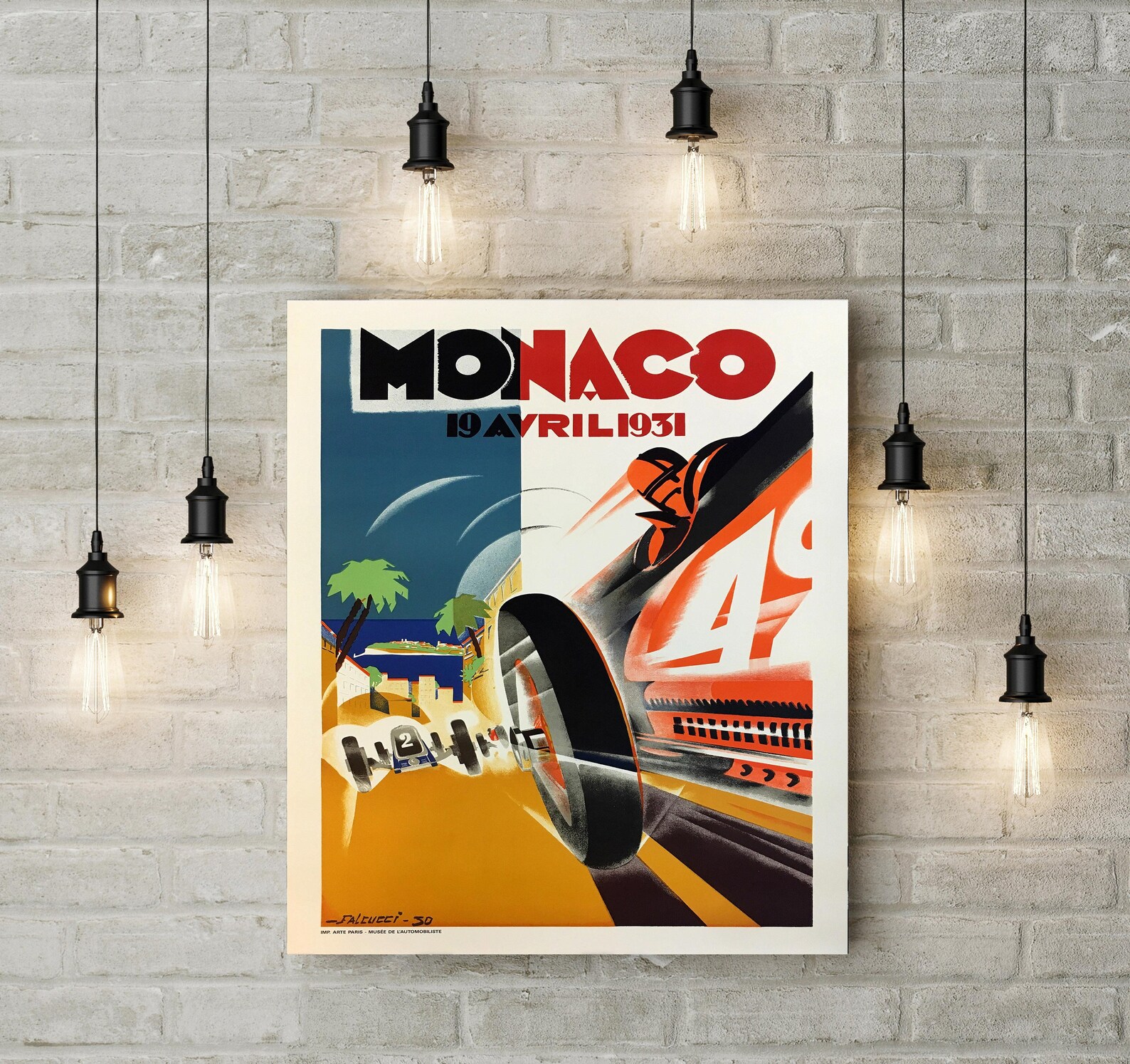 Affiche grand prix de Monaco 1931 - Poster vintage course auto