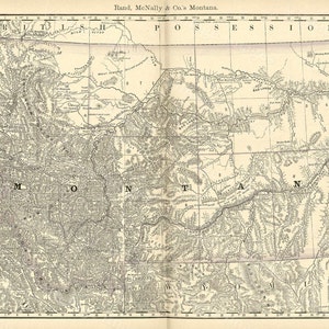 Ancienne carte du Montana MONTANA ART 1888 Antique restauration décorateur Style Montana mur carte vintage Montana carte mur art home office décor art