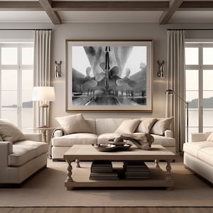 Titanic Photo industrial wall art Steampunk Photo RMS old Titanic Propeller Poster Black & White Ship Steamship Vintage Titanic art print image 2