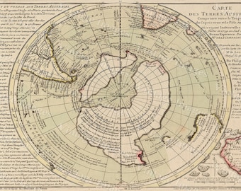 Old map of South Pole Print - Antarctica map Poster, Historic South Pole Map Antique Restoration decor Style Antarctica Large wall Map