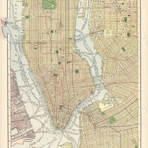 Old New York Map City Map Huge Vintage Historic 1910 New York | Etsy