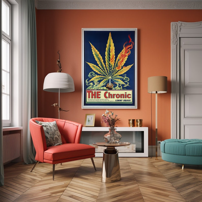 Vintage 1950s Marijuana Poster – Lenny Bruce Cannabis Quote Print – Retro Weed Wall Art for Stoners, Dispensary, or Smoke Lounge image 3