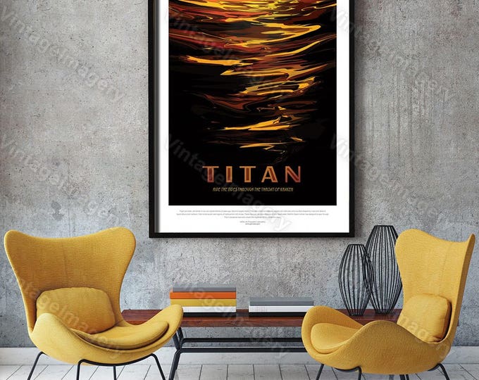 Titan Poster ExoPlanet 2016 NASA/JPL Space Travel Poster Space Art Great Gift idea for Kids Room, Office, man cave, Wall Art Home Decor