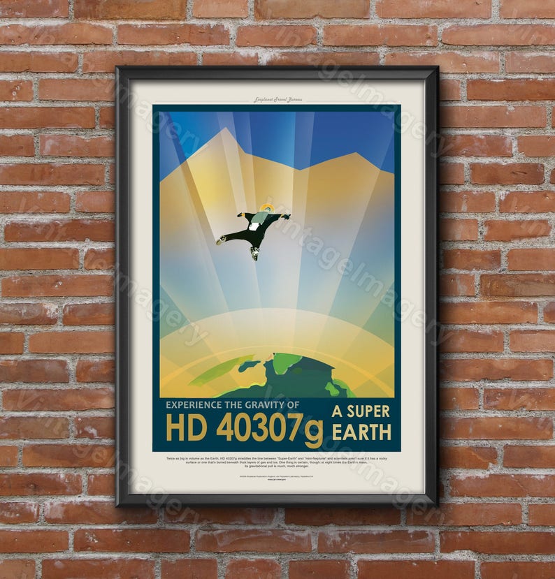 Nasa Exoplanet Travel Poster Super Earth HD 40307g NASA/JPL - Etsy