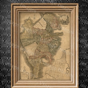 Boston Map Print, Historic Boston City Map, Antique Map of Boston, Old  Style Giant Boston wall Map, Boston housewarming gift idea