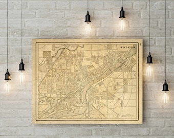 Toledo Wall Map Vintage Map Print 1901 Map of Toledo Poster Toledo Ohio Home Decor   new home gift Housewarming gift map