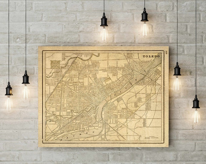 Toledo Wall Map Vintage Map Print 1901 Map of Toledo Poster Toledo Ohio Home Decor   new home gift Housewarming gift map